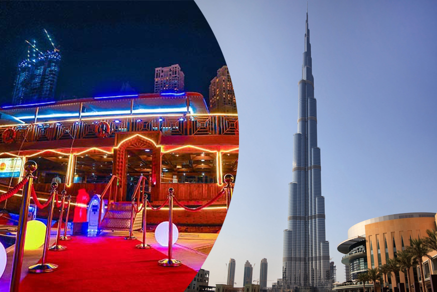 Dhow Cruise Dubai Marina and Burj Khalifa Entry Ticket